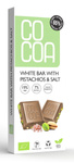 Organic White Chocolate Bar with Pistachios and Salt, 60% Less Sugar, 40 g – Cocoa