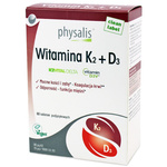 Vitamin K2+ D3 dietary supplement 60 sublingual tablets - Physalis