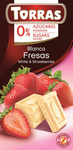 White chocolate with strawberries, no added sugar, gluten-free 75 g – Torras