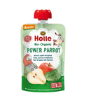 Squeeze Pouch Mighty Parrot (Pear - Apple - Spinach) No Added Sugars, Gluten-Free, From 6 Months, Demeter Organic 100 g – Holle